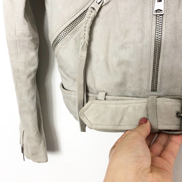 All Saints Gray Leather Jacket - Picture 7 of 10